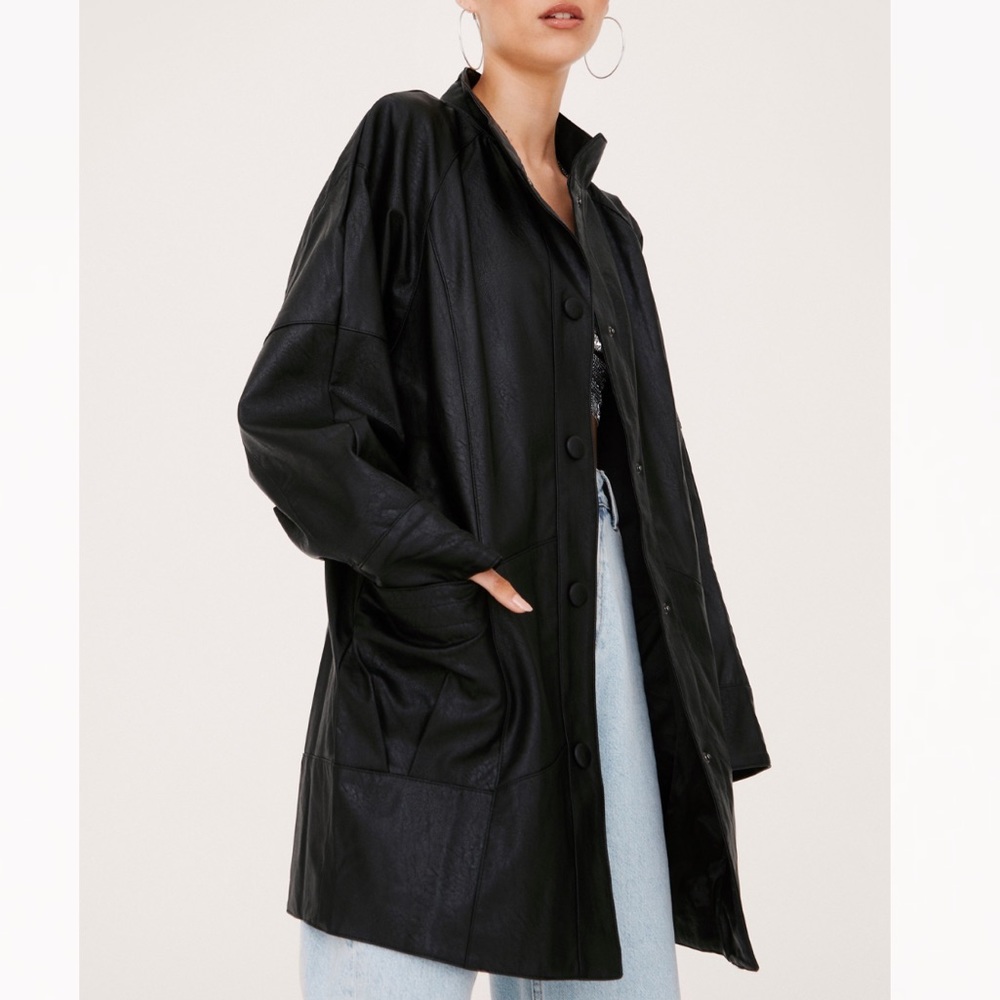 NASTYGAL Oversized Faux Leather Longline Jacket